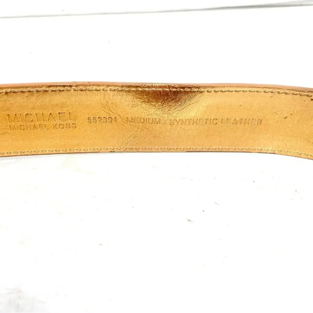 MICHAEL KORS Faux Vegan Leather MK Logo Belt Size Medium